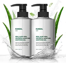 Універсальний зволожуючий та заспокійливий гель алое Aloe Vera Soothing Gel Kundal 500 мл - мініатюра 2