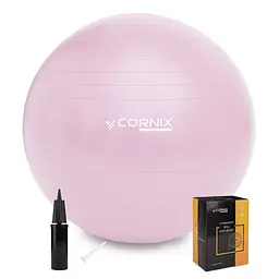 М'яч для фітнесу (фітбол) Cornix 55 см Anti-Burst Light Pink XR-0361
