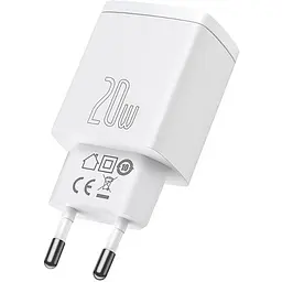 Зарядний пристрій Baseus Compact Quick Charger 20W USB-A/USB-C White - мініатюра 3