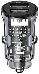Автомобільний зарядний пристрій Usams 15W роз’єми USB та USB Чорний (6958444901244)