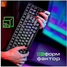 Клавіатура дротова Vertux VertuPro-80 Wireless/USB Black (vertupro-80.black) - мініатюра 2