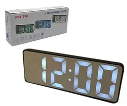 Електронний настільний LED годинник від USB з будильником та термометром з білою індикацією 16х6х2.5см VST 898-6 - мініатюра 5