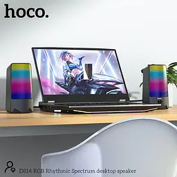 Колонки комп'ютерні Hoco DS14 10W підсвічування RGB Rhythmic Spectrum desktop speaker - мініатюра 8
