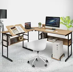 Комп'ютерний стіл Costway Fulton з регульованою панеллю в стилі Loft