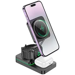 Зарядка Qi Hoco Consuelo folding 3-in-1 wireless fast charger CQ10 |15W|