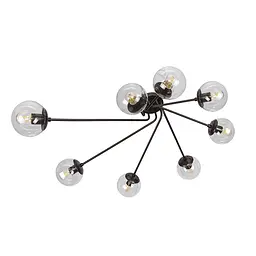 Люстра стельова Levistella 7529803-8 BK+CL, 8 плафонов, E27, чорний метал, прозоре скло, сучасний стиль