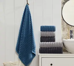 Набір махрових турецьких рушників Zeron 50х90 3 штуки + 70х140 3 штуки Microcotton Dalgali Desen