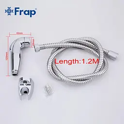 Гігієнічний гарнітур Frap F27 (лійка, шланг, кронштейн), Хром - мініатюра 6