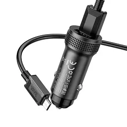Адаптер автомобільний HOCO Micro USB Cable Level dual port car charger Z49 2 USB 12W набір чорний - мініатюра 5