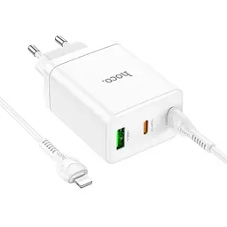 МЗП Hoco N33 Start PD35W (1USB-A/2C) + кабель Type-C to Lightning White - мініатюра 3