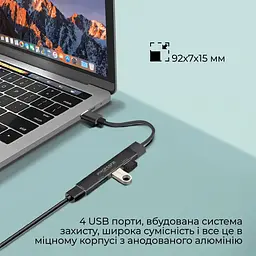 Концентратор Promate USB Hub 4 ports litehub-4.black (litehub-4.black) - мініатюра 7