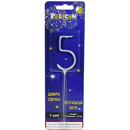Бенгальська свічка-цифра 5 Pelican 860025 Срібло (2000990576811) shop (2000990576811)