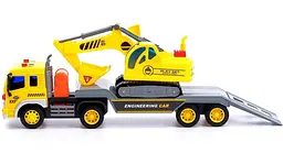 Вантажівка евакуатор з екскаватором WenYi інерційна іграшка 1:16 зі світловими та звуковими ефектами - мініатюра 4