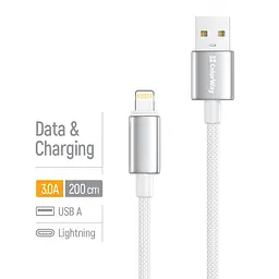 Кабель ColorWay USB - Lightning (M/M), zinc alloy braided, 3А, 2 м, Білий (CW-CBUL099-WT) - мініатюра 5