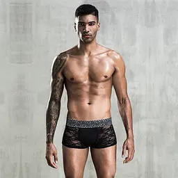 Чоловічі мереживні труси боксери, One Size Black - мініатюра 2