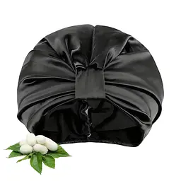 Одношаровий шовковий бонет для волосся MaryuPHair 100% Silk (чорний)