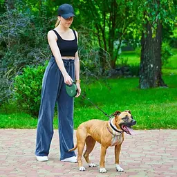 Повідець-рулетка для собак Waudog R-leash з контейнером для пакетів, світловідбивна стрічка L до 40 кг, 5 м зелений - мініатюра 11