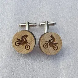 Дерев'яні запонки Мотоцикліст Handmade acs0005955