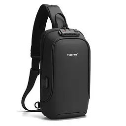 Рюкзак антизлодій з кодовим замком Tigernu T-S8102A на одне плече з USB 5 л Black (16235) - мініатюра 3