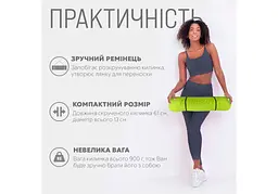 Килимок для йоги та фітнесу EasyFit TPE+TC 6 мм двошаровий, лимонно-сірий (EF-1924-LGGY) - мініатюра 2
