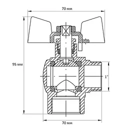 Кран кульовий Koer 1" ГШМ кутовий (KR.208) KR2807 - мініатюра 4