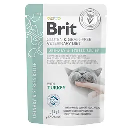 Вологий корм Brit GF VetDiet Urinary and Stress Relief для кішок з індичкою пауч 85 г (aрт.101117/566723)