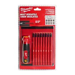 Набор отверток прецезионных изолированных VDE MILWAUKEE 10-в-1 (рукоятка VDE + 10 бит VDE) - мініатюра 5