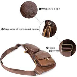 Чоловіча сумка через плече з гладкої шкіри Vintage 15х35х3 см sum0027487 - мініатюра 4
