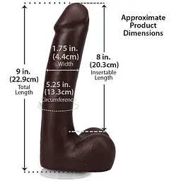Фалоімітатор Doc Johnson The Realistic Cock ULTRASKYN 9 дюймів з мошонкою, шоколадний - мініатюра 5