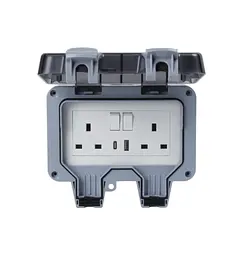 Вулична розетка Securlec 2-позиційна з USB A USB C IP66 пластик 3-контактний роз'єм - мініатюра 3