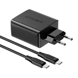 Зарядний пристрій Acefast A13 USB/2 Type-C QC PD 65W чорний + кабель Type-C to Type-C - мініатюра 5