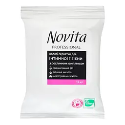 Волога серветка для інтимної гігієни  Novita Professional з рослинним комплексом 15шт. - мініатюра 2