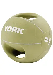 М'яч медбол 9кг York Fitness із двома ручками зелений