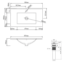 Раковина врізна меблева Qtap Albatross 820x460x180 White з донним клапаном QT01113080CW148475 - мініатюра 8