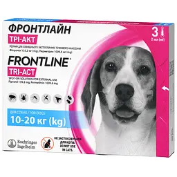 Краплі Boehringer Ingelheim Frontline Tri-Act від бліх та кліщів для собак 10-20 кг 3 піпетки + Плед для пікніка Frontline темно-синій - мініатюра 2