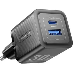 Зарядний пристрій 2xUSB 30W (USB-A/USB-C) + USB-C cable М-М Black Vention