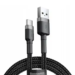 Дата кабель Baseus Cafule USB to Type-C Cable 2A (2m) (CATKLF-C) Чорний / Сірий