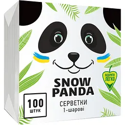 Серветки столові Сніжна Панда одношарові білі 24x24 см 100 шт. (4823019007879)