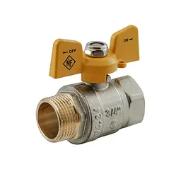 Кран кульовий Nolf Classic NFC.722-08-3/4" FM ГШМ Yellow, ручка "метелик" жовта NF3130 - мініатюра 2