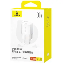 Мережевий зарядний пристрій Baseus GaN5S Fast Charger 1C 30W White (P10162504213-00) [113779] - мініатюра 6