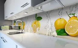 Кухонний фартух Соковиті Лимони вінілова наклейка для кухні цитруси Фрукти Жовтий Happy Pocket Z181360
