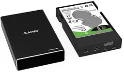 Зовнішня кишеня Maiwo внеш. для 2*HDD 2.5" SATA/SSD до 9,5мм через USB3.1 GEN2 Type-C, RAID 0,1, JBOD, алюм (K25272C) - мініатюра 4