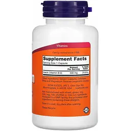 Ніацин (вітамін B3) Now Foods Niacin 500 мг 100 капсул - мініатюра 2