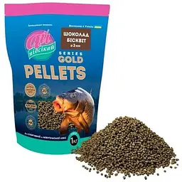 Принада в гранулах Pellets Ай Підсікай Шоколад/Бісквіт GOLD Ø3.0мм у зіп упаковці