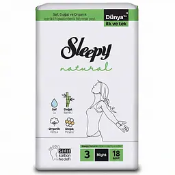 Прокладки нічні Sleepy Natural Night (320 мм) 7 крапель 18 шт. М'яка поверхня