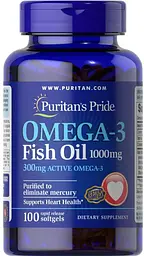 Омега-3 риб'ячий жир Puritan's Pride Omega-3 Fish Oil 1000 мг 300 мг 100 капс