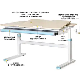 Дитячий стіл Evo-kids TH-360 Lite Blue (TH-360 TG/BL Lite)  - мініатюра 2