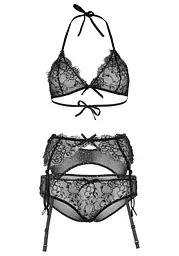 Мереживний комплект зі стразами Leg Avenue Bright Lights Rhinestone S (трусики, бра, пояс для панчіх - мініатюра 5