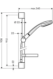 Душовий гарнітур Hansgrohe Croma 100 1jet 27724000, Хром - мініатюра 2
