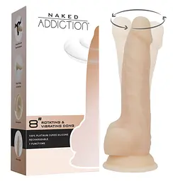 Реалістичний вібратор з ротацією ADDICTION - Naked - 8 Rotating & Vibrating Dildo with Remote - Vanilla ADDICTION SO5587 92429 - мініатюра 1